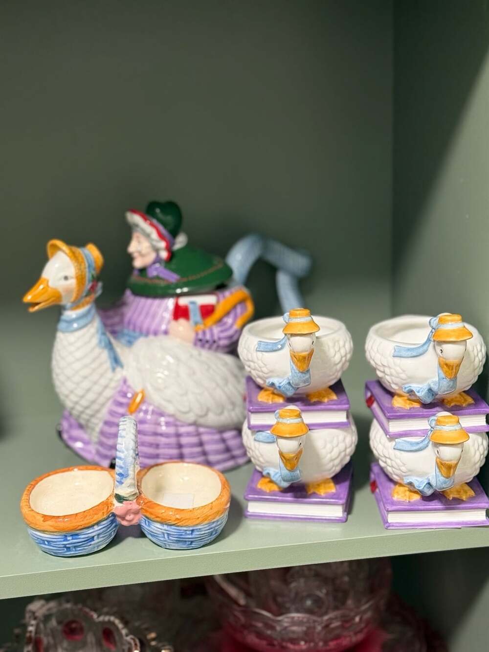 Department 56 Mother Goose Tea Set Teapot 4 Teacups